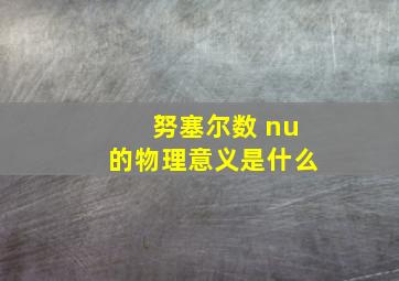 努塞尔数 nu的物理意义是什么